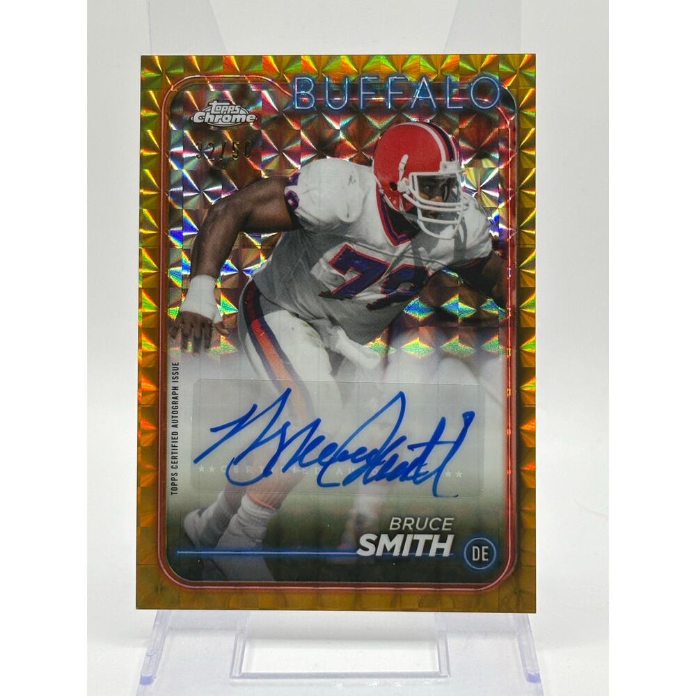 2024 Topps Chrome Bruce Smith Gold Geometric Auto 32/50 SP Buffalo Bills